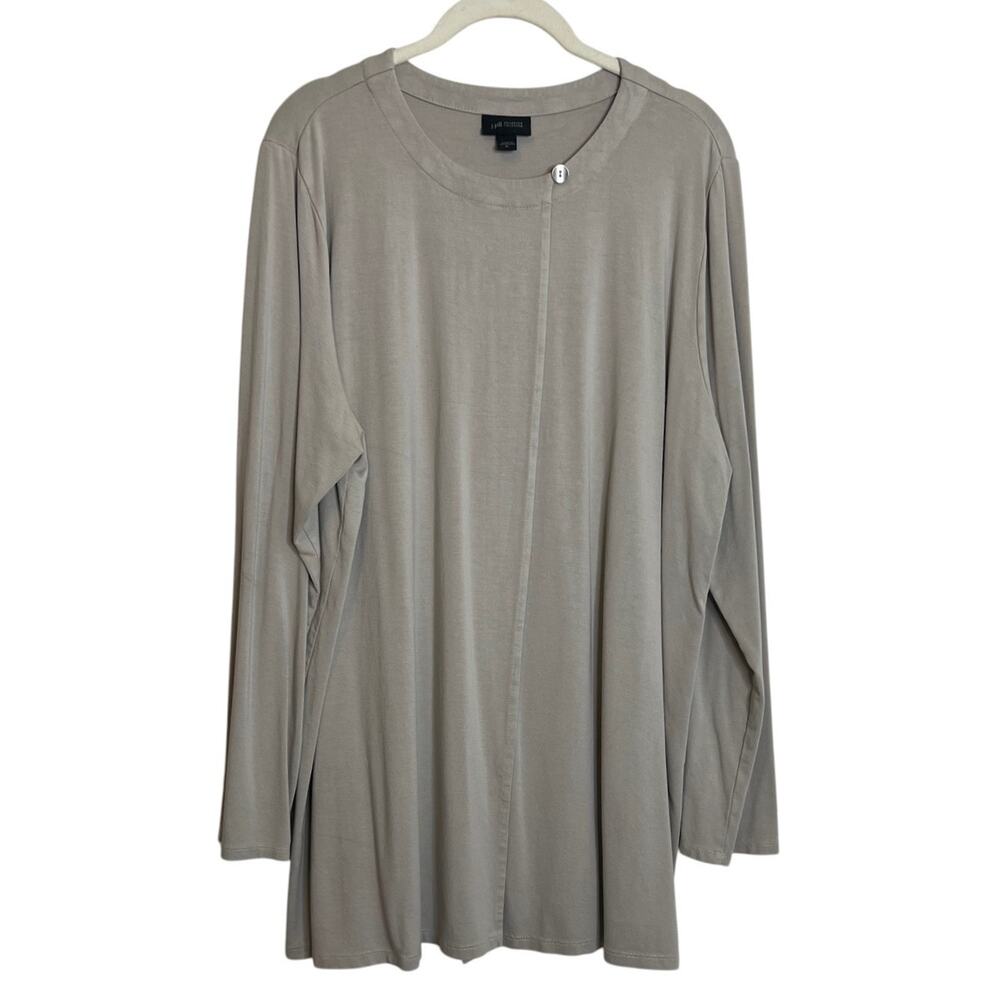J Jill Wearever Collection Womens Knit Tunic XL Pale Gray Asymmetric Faux Wrap